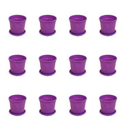 4 inch (10 cm) Grower Round Plastic Pot (Set of 12)(Violet)(With Plate)