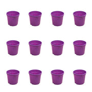 4 inch (10 cm) Grower Round Plastic Pot (Set of 12)(Violet)(Without Plate)