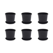 4 inch (10 cm) Grower Round Plastic Pot (Set fo 6)(Black)(With Plate)
