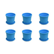 4 inch (10 cm) Grower Round Plastic Pot (Set fo 6)(Sky Blue)(With Plate)