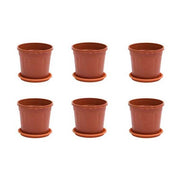 4 inch (10 cm) Grower Round Plastic Pot (Set fo 6)(Terracota)(With Plate)