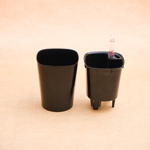 4 inch (10 cm) gw 03 self watering round plastic planter (black) (set of 3) 