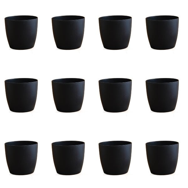5.7 inch (14 cm) Ronda No.14.5 Round Plastic Planter (Set of 12)(Black)