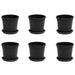 5 inch (13 cm) Grower Round Plastic Pot (Set fo 6)(Black)(With Plate)