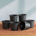5 inch (13 cm) Grower Round Plastic Pot (Set fo 6)(Black)(Without Plate)