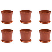 5 inch (13 cm) Grower Round Plastic Pot (Set fo 6)(Terracota)(With Plate)