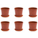 5 inch (13 cm) Grower Round Plastic Pot (Set fo 6)(Terracota)(With Plate)