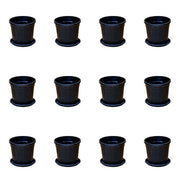 5 inch (13 cm) Grower Round Plastic Pot (Set of 12)(Black)(With Plate)