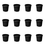 5 inch (13 cm) Grower Round Plastic Pot (Set of 12)(Black)(Without Plate)