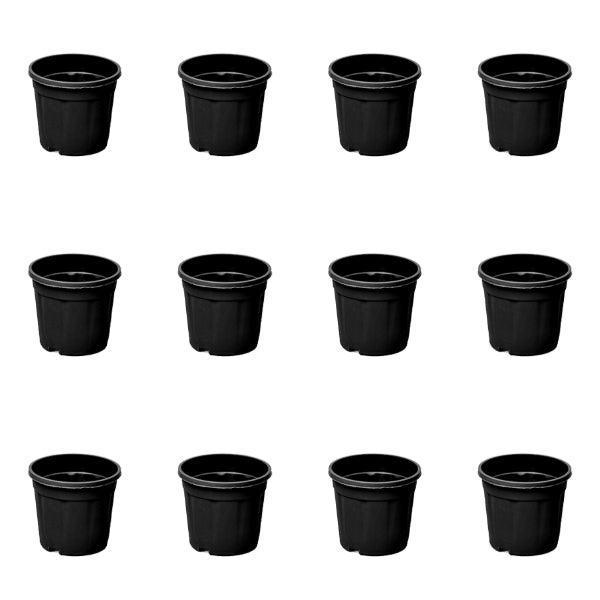 5 inch (13 cm) Grower Round Plastic Pot (Set of 12)(Black)(Without Plate)