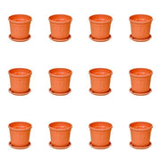 5 inch (13 cm) Grower Round Plastic Pot (Set of 12)(Terracota)(With Plate)