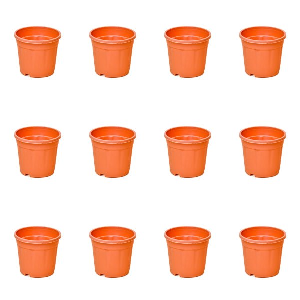 5 inch (13 cm) Grower Round Plastic Pot (Set of 12)(Terracota)(Without Plate)