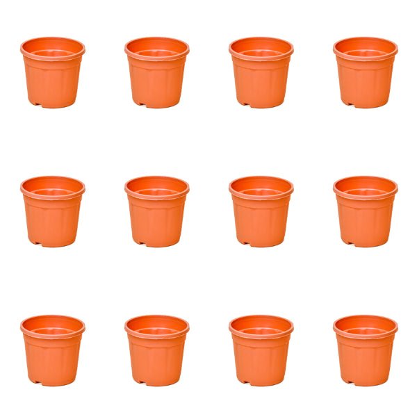 5 inch (13 cm) Grower Round Plastic Pot (Set of 12)(Terracota)(Without Plate)