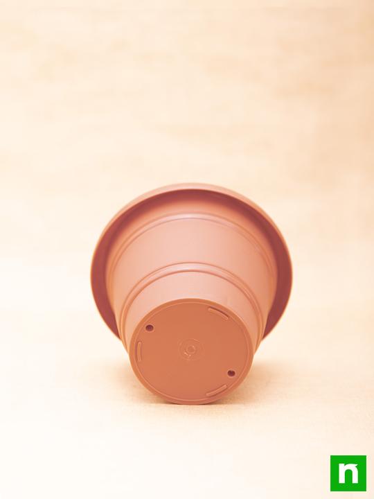 6.1 inch (15 cm) green no. 5 round plastic planter (terracotta color) (set of 6) 