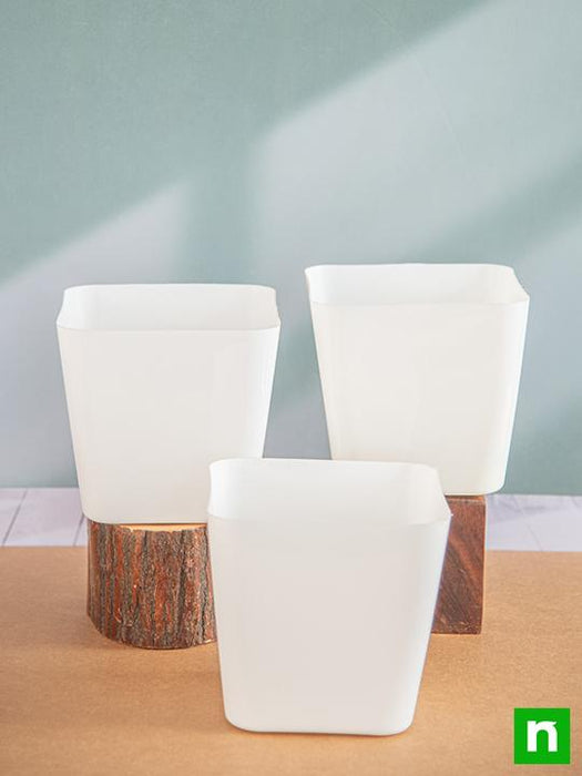white plastic pot planter Buy 6.7 inch (17 cm) Square Plastic Planter with Rounded Edges (White) (set of 3) online from Nurserylive at lowest price