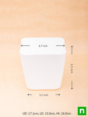 6.7 inch (17 cm) square plastic planter with rounded edges (white) (set of 3) 