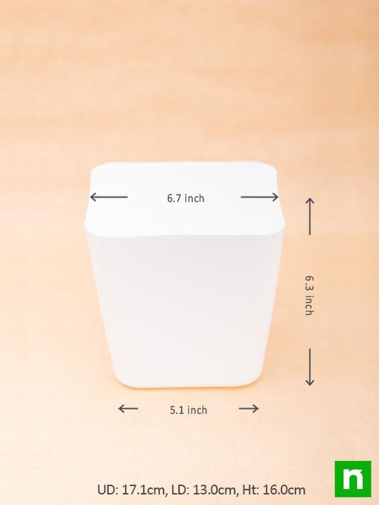6.7 inch (17 cm) square plastic planter with rounded edges (white) (set of 3) 