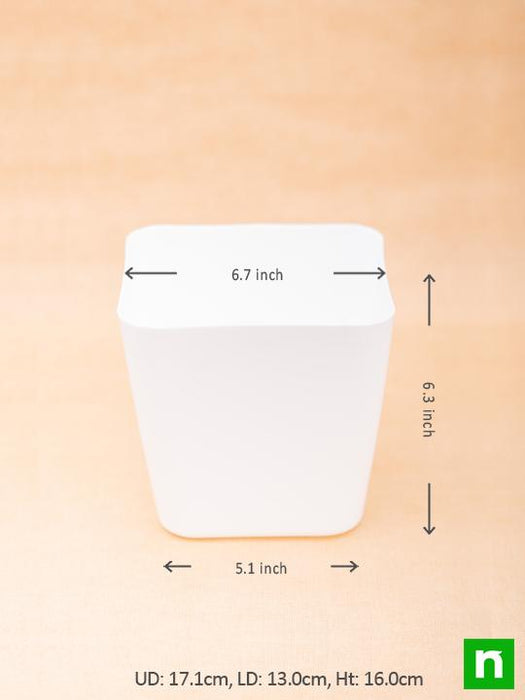 6.7 inch (17 cm) square plastic planter with rounded edges (white) (set of 3) 