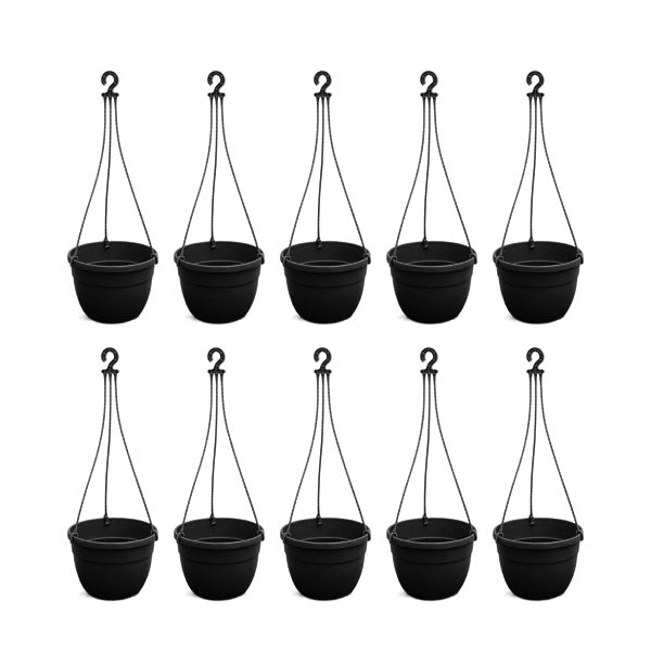7.1 inch (18 cm) Corsica No. 18 Hanging Round Plastic Pot (Set of 10)(Black)