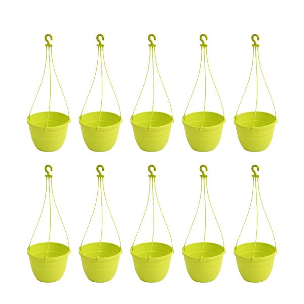 7.1 inch (18 cm) Corsica No. 18 Hanging Round Plastic Pot (Set of 10)(Lime Yellow)