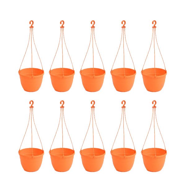 7.1 inch (18 cm) Corsica No. 18 Hanging Round Plastic Pot (Set of 10)(Orange)