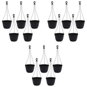 7.1 inch (18 cm) Corsica No. 18 Hanging Round Plastic Pot (Set of 15)(Black)