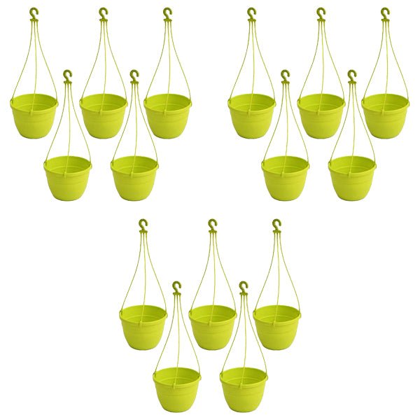 7.1 inch (18 cm) Corsica No. 18 Hanging Round Plastic Pot (Set of 15)(Lime Yellow)