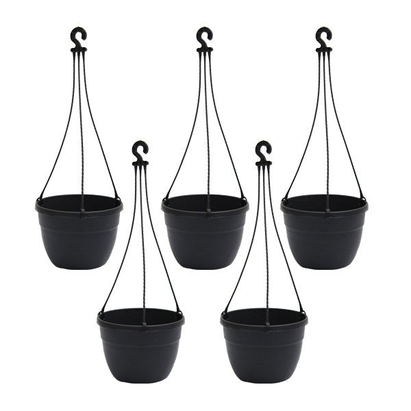 7.1 inch (18 cm) Corsica No. 18 Hanging Round Plastic Pot (Set of 5)(Black)