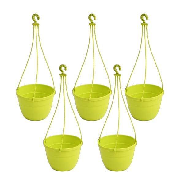 7.1 inch (18 cm) Corsica No. 18 Hanging Round Plastic Pot (Set of 5)(Lime Yellow)