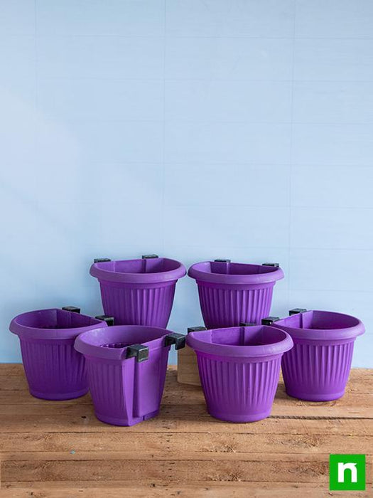 9 inch plastic planter Buy 7.9 inch (20 cm) Bello Railing D Shape plastic Planter (Violet) (set of 6) online from Nurserylive at lowest price