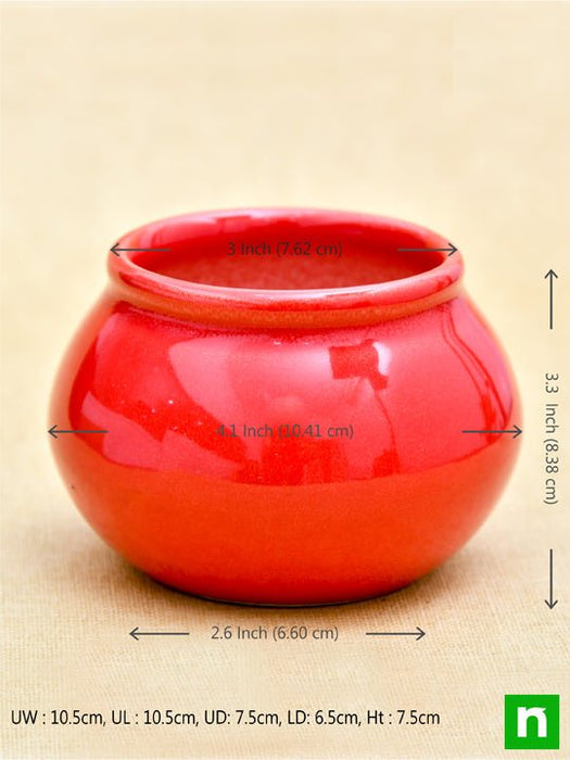 3 inch (8 cm) handi shape round ceramic pots - pack of 5