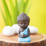Praying buddha plastic miniature garden toy (Blue, Gloss Finish) - 1 Piece