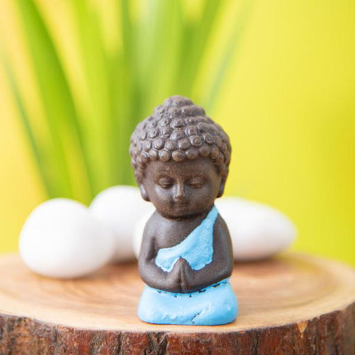 praying buddha plastic miniature garden toy (blue - 1 piece