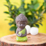 Praying buddha plastic miniature garden toy (Green, Gloss Finish) - 1 Piece