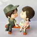 cute couple with bench plastic miniature garden toys - 1 set