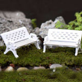 Bench plastic miniature garden toy (White) - 1 Piece