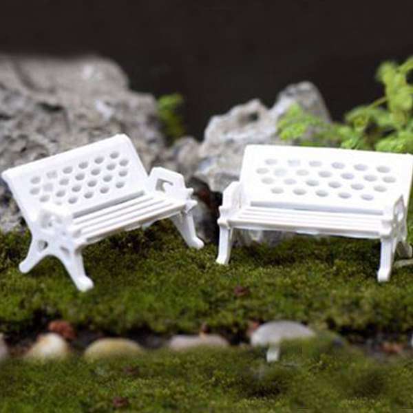 bench plastic miniature garden toy (white) - 1 piece