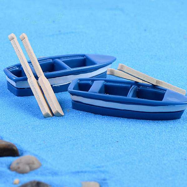 boat with oars plastic miniature garden toys - 1 set