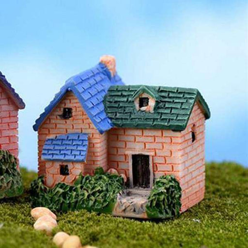 brick villa plastic miniature garden toy (blue - 1 piece