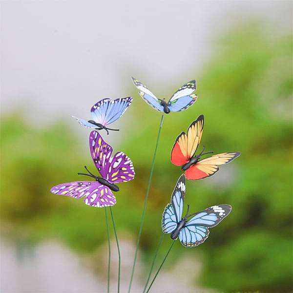 butterflies plastic miniature garden toys - 5 pieces