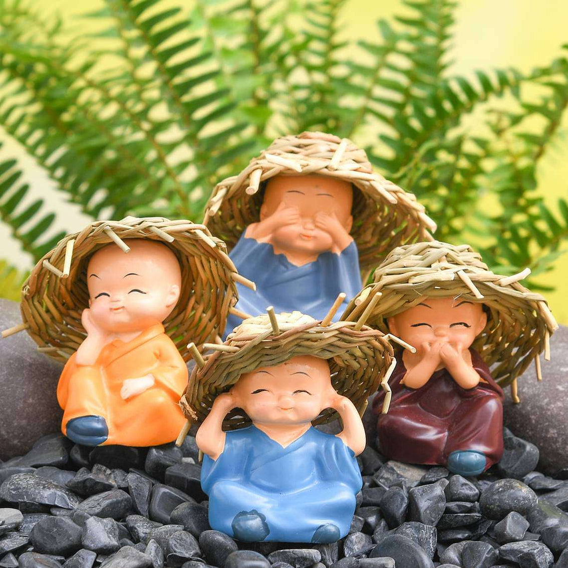 Buy Cute monks plastic miniature garden toys (Big, Hay Hat, Matt Finish