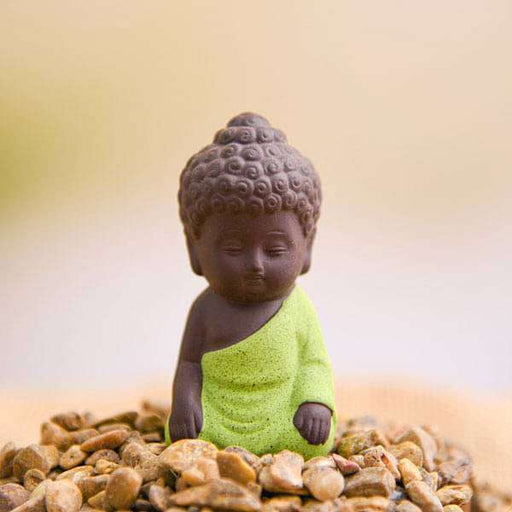 meditating buddha ceramic miniature garden toy (parrot green - 1 piece