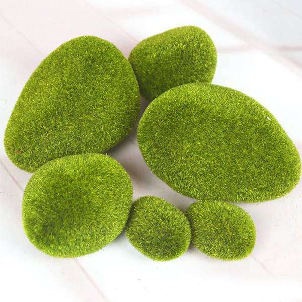 moss stones plastic miniature garden toys - 4 pieces
