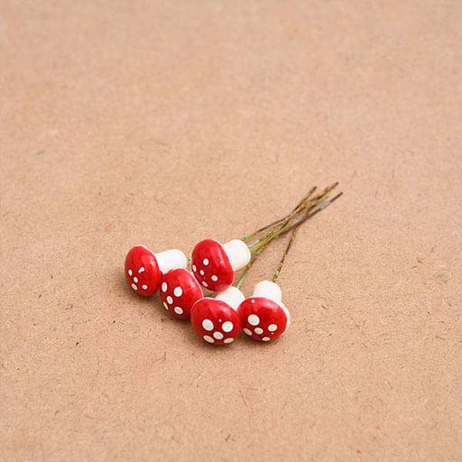 pin foam mushrooms miniature garden toys (red) - 5 pieces