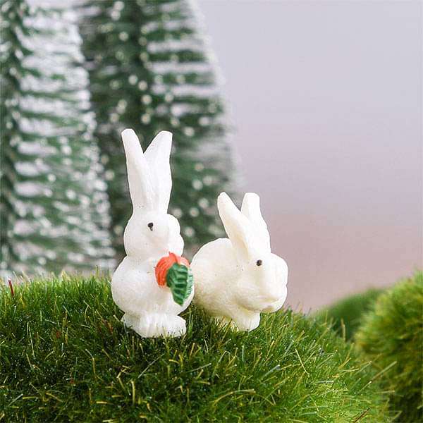 pin rabbit plastic miniature garden toys - 1 pair