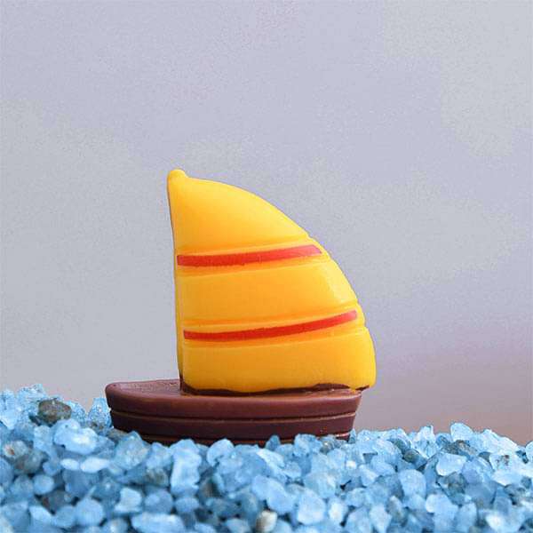 sailboat plastic miniature garden toy (yellow) - 1 piece
