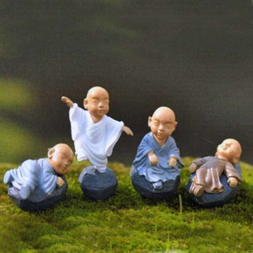 shaolin monks plastic miniature garden toys - 4 pieces