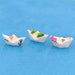 tri color boats plastic miniature garden toys - 3 pieces