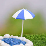 Umbrella plastic miniature garden toy (White, Blue) - 1 Piece