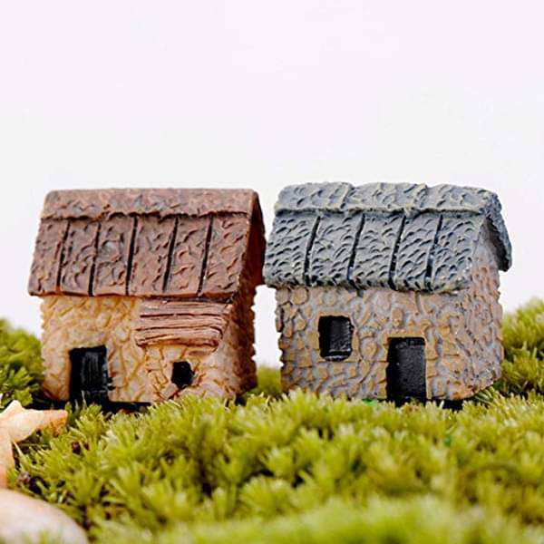 Buy Village stone huts plastic miniature garden toys 2 Pieces online